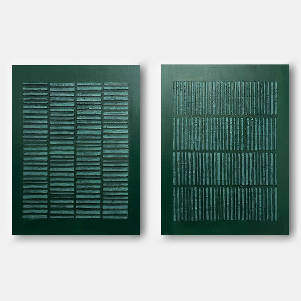 Emerald Rhythm Textured Diptych