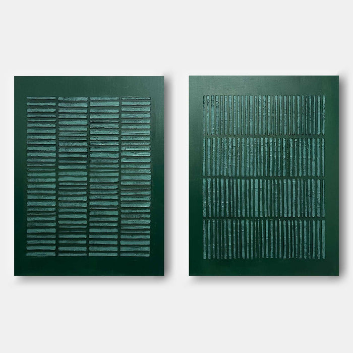 Emerald Rhythm Textured Diptych