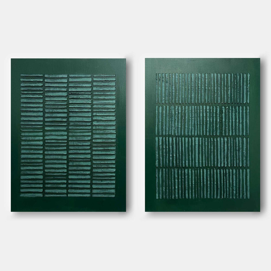 Emerald Rhythm Textured Diptych