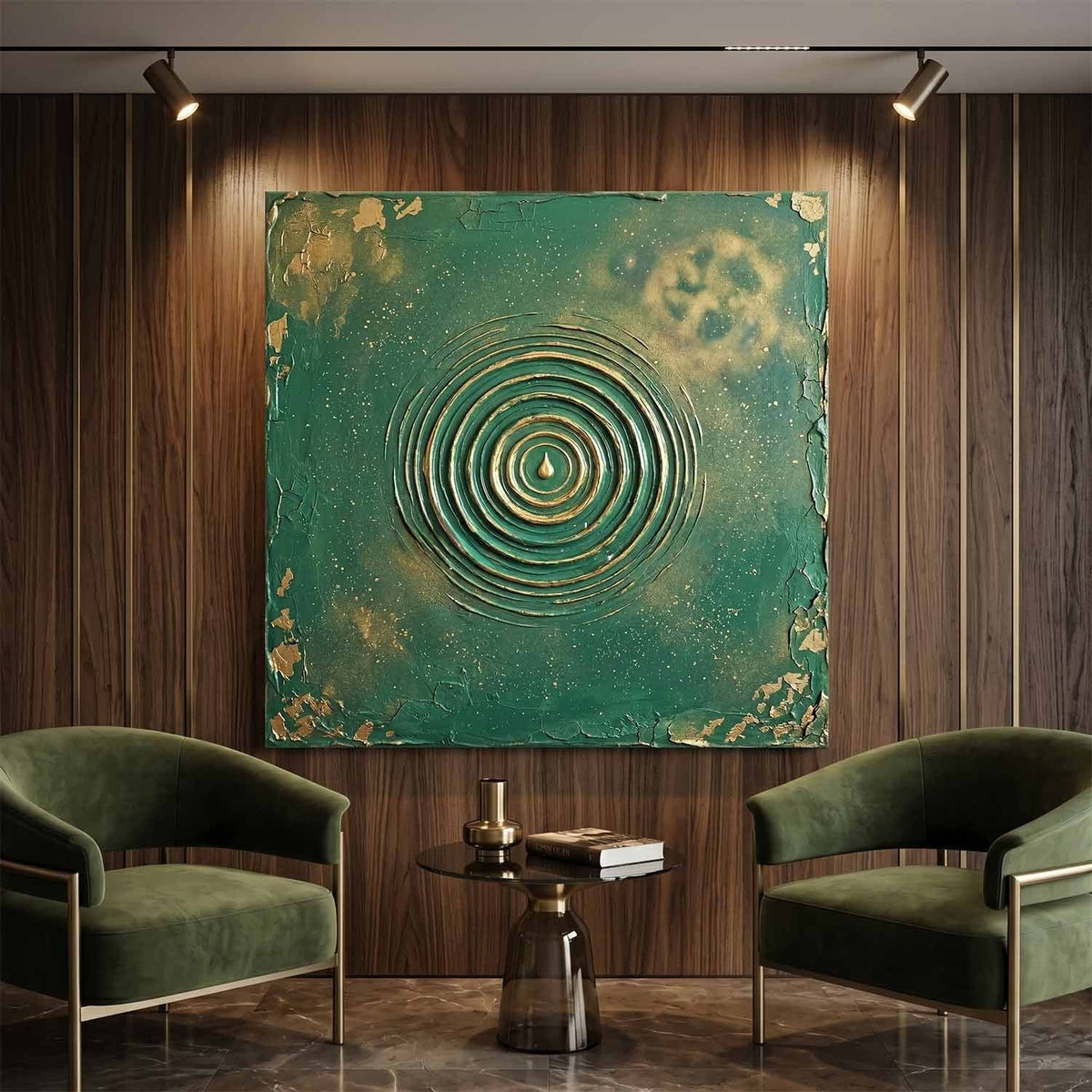 Emerald Ripples with Gilded Center