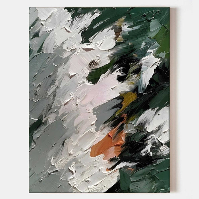 Evergreen and Snow Palette Knife Abstract