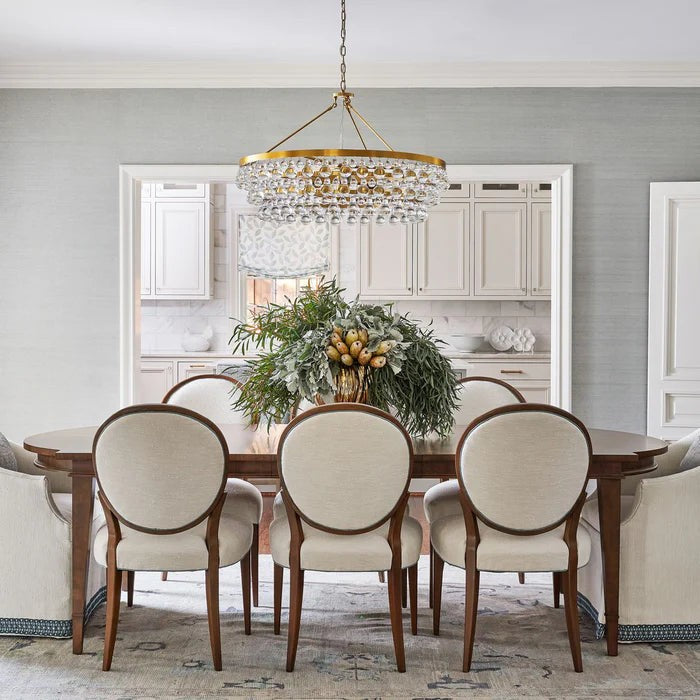 Extended Brass Frame Crystal Accent Chandelier