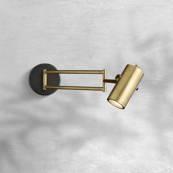 Extending Swing Arm Brass Can Shade Wall Sconce