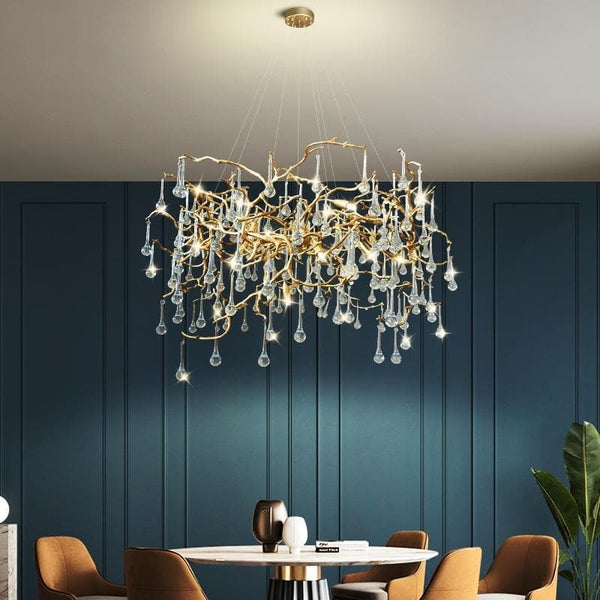 Extra Large Tiered Gold Brass Bough Chandelier