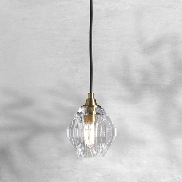 Faceted Crystal and Brass Steel Mini Pendant