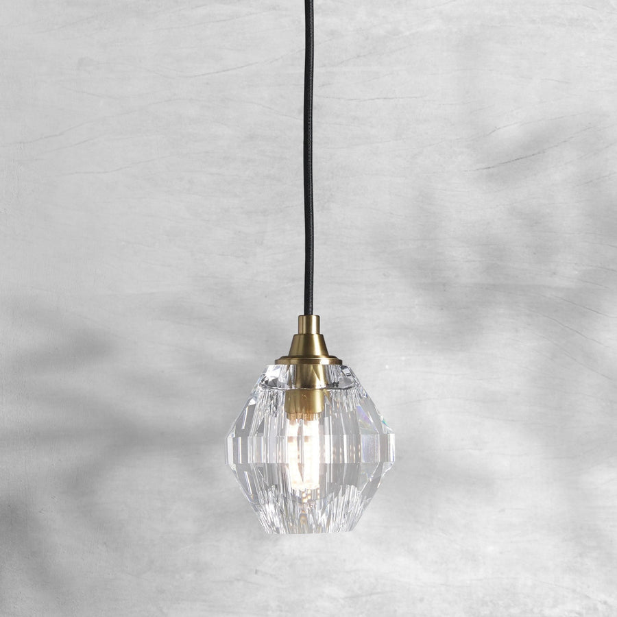 Faceted Crystal and Brass Steel Mini Pendant