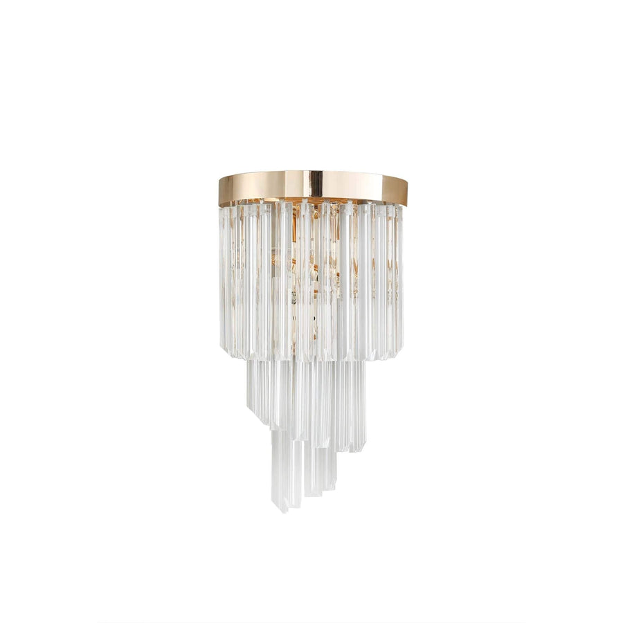 Faceted Crystal and Slim Brass Candle Wall Sconce