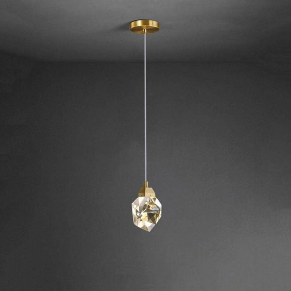 Faceted Crystal Cluster Brass Pendant