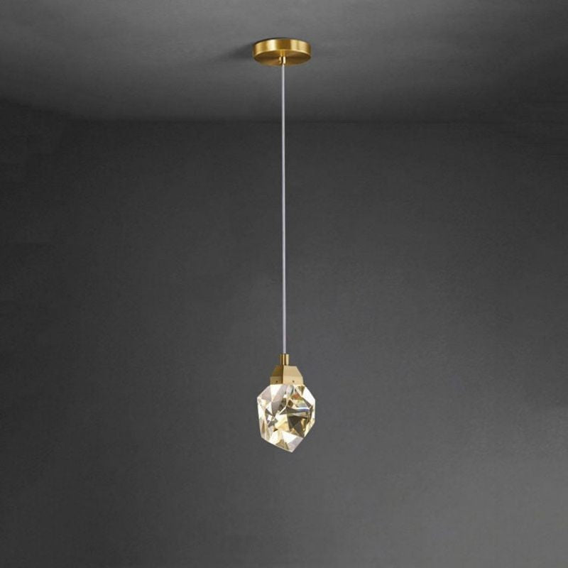 Faceted Crystal Cluster Brass Pendant