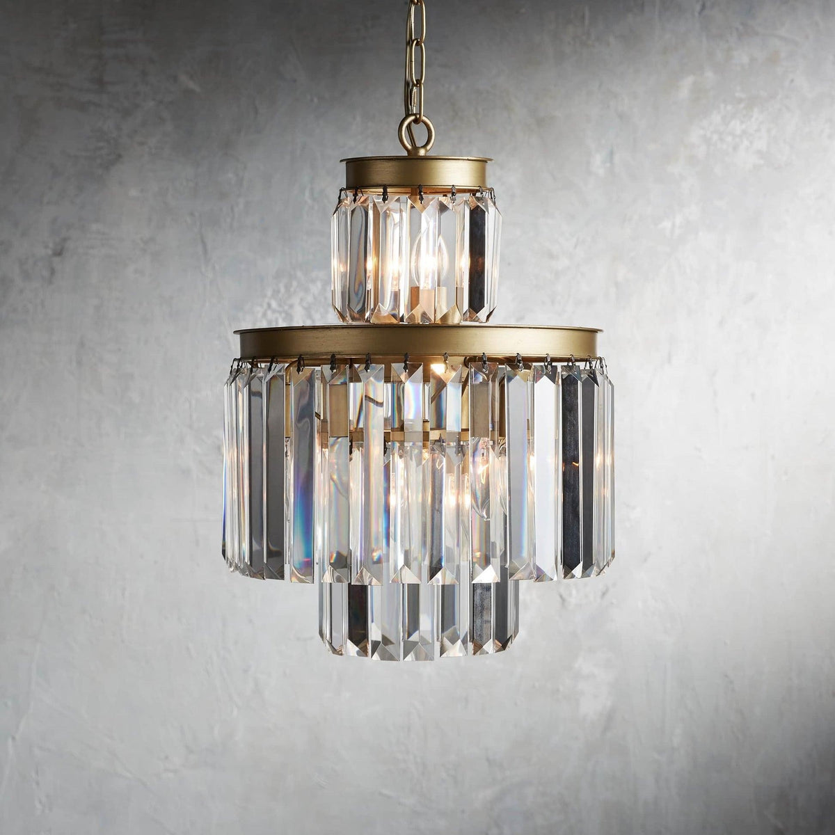Faceted Crystal Cluster Chandelier with Slim Metal Frame