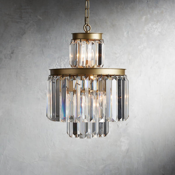 Faceted Crystal Cluster Chandelier with Slim Metal Frame