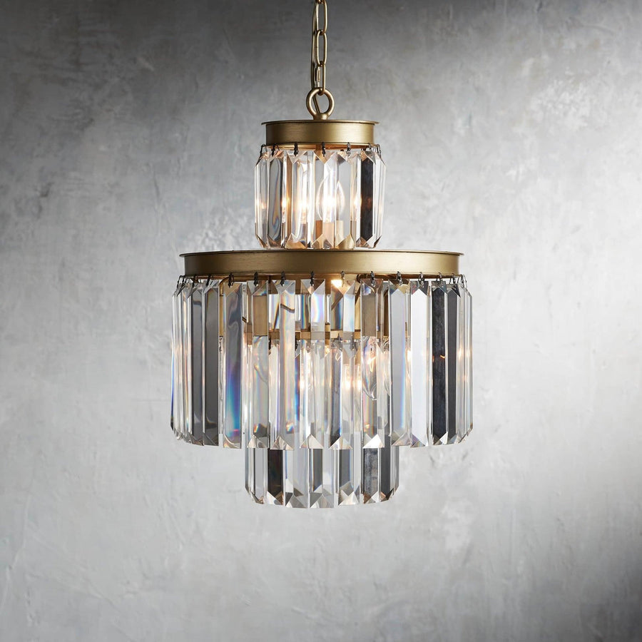 Faceted Crystal Cluster Chandelier with Slim Metal Frame