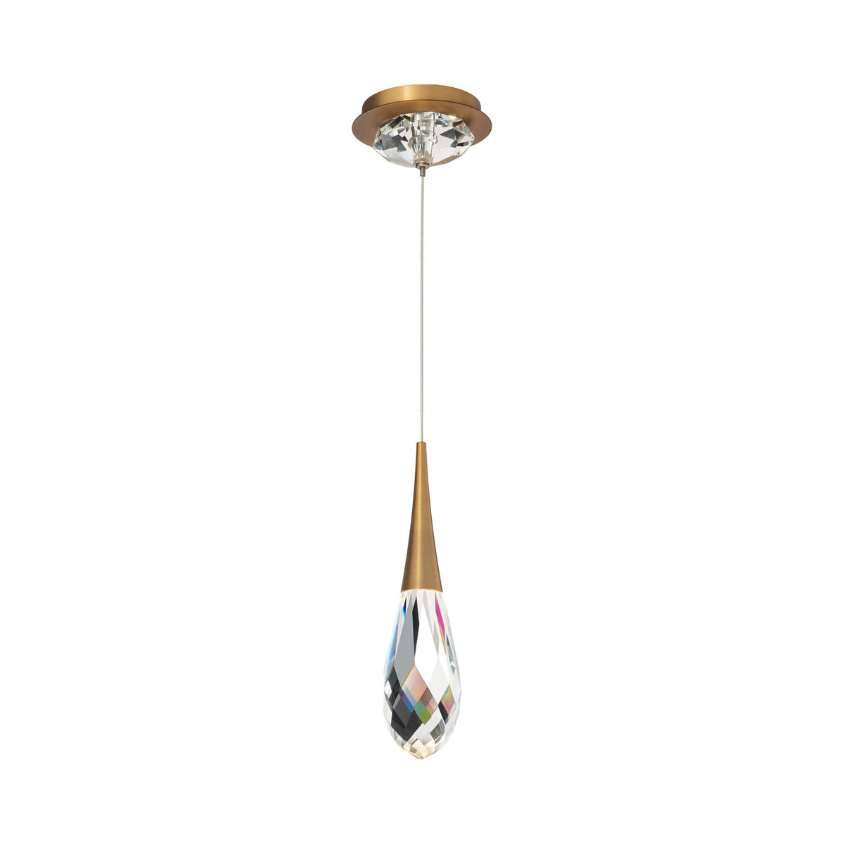 Faceted Crystal Drop Metal Frame Pendant