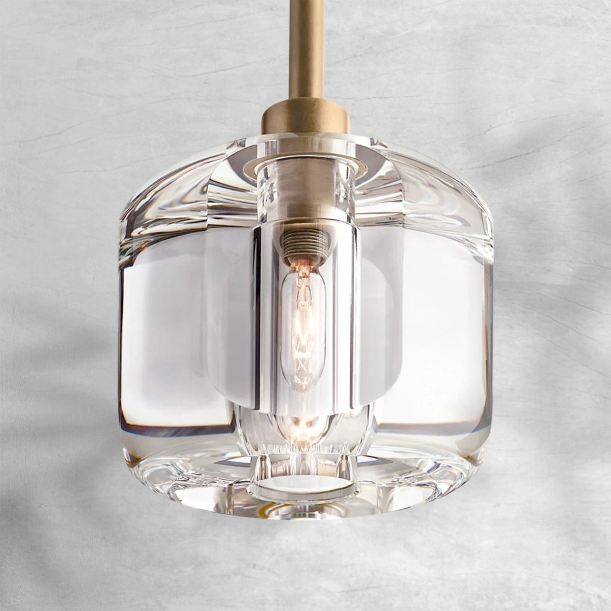 Faceted Crystal Globe and Brass Pendant