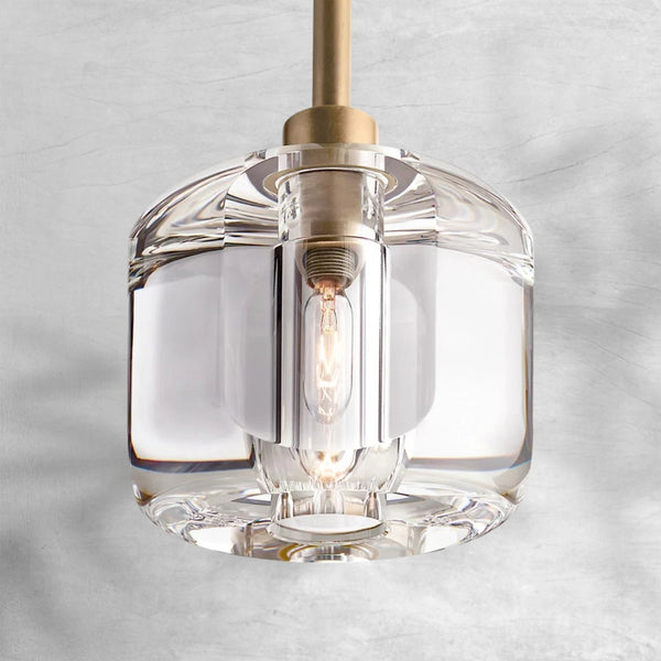 Faceted Crystal Globe and Brass Pendant