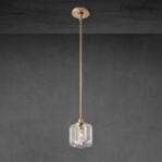 Faceted Crystal Globe Pendant with Brass Frame