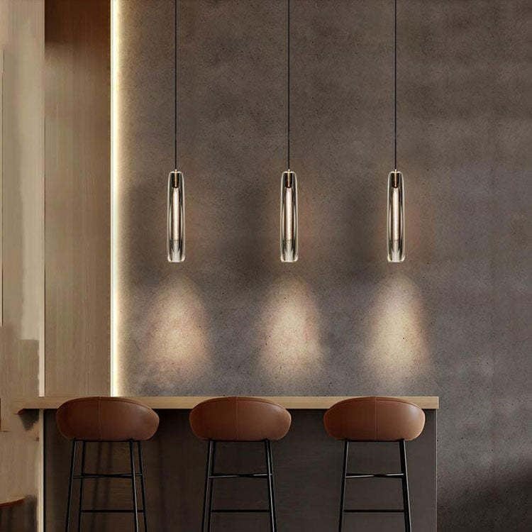 Faceted Crystal Shade Brass Pendant