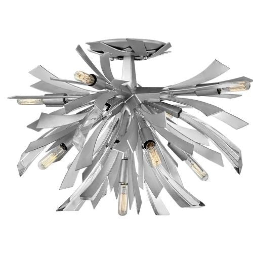 Faceted Crystal Sphere Cluster Chandelier with Grey Metal Frame