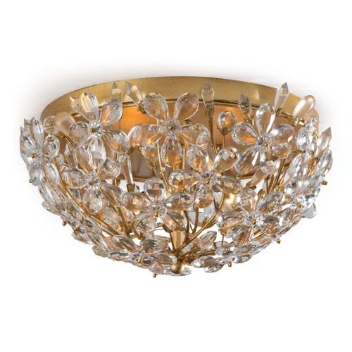 Faceted Crystal Sphere Gold Metal Wall Sconce