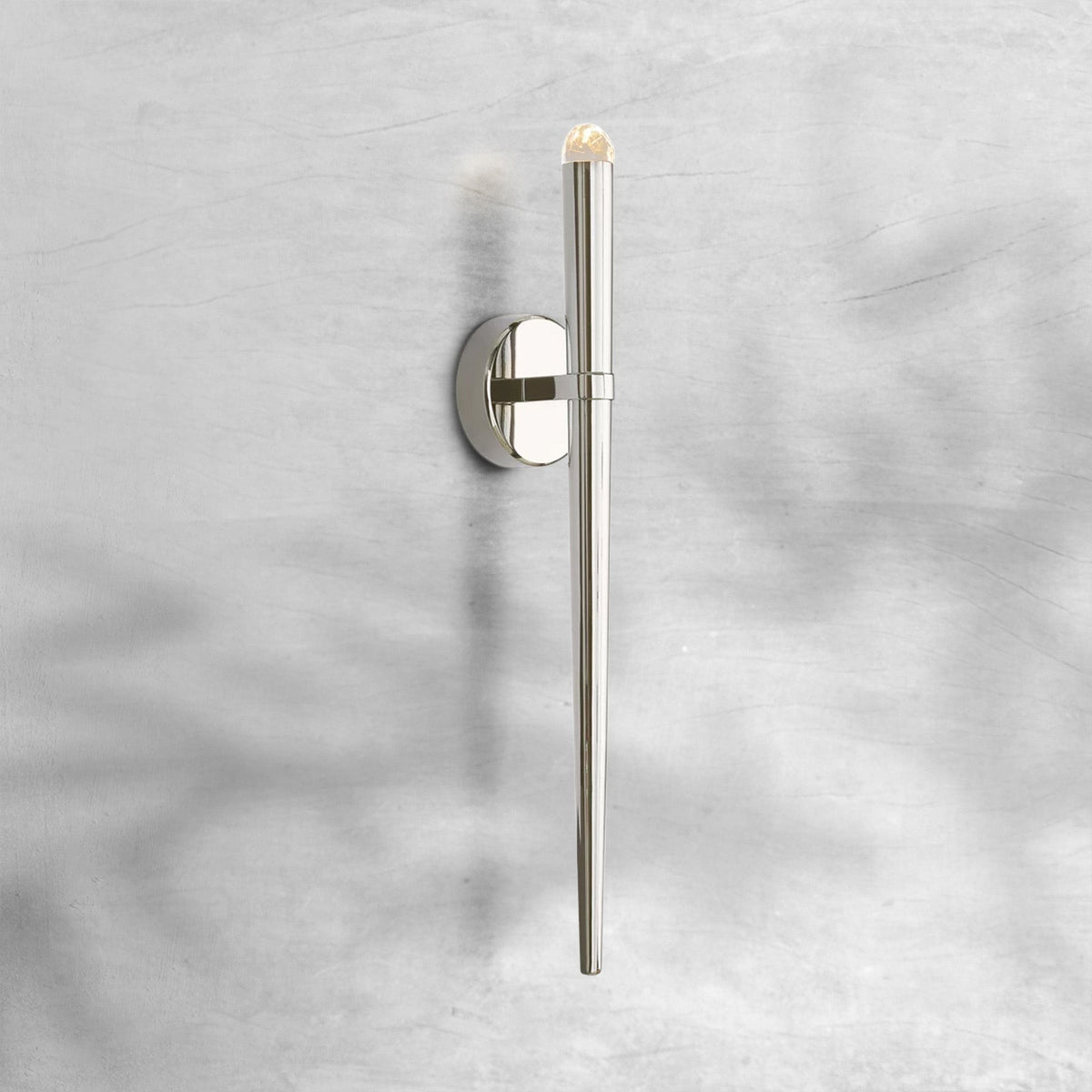Faceted Glass and Brass Torch Wall Sconce