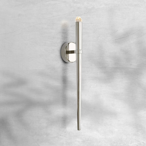 Faceted Glass and Brass Torch Wall Sconce