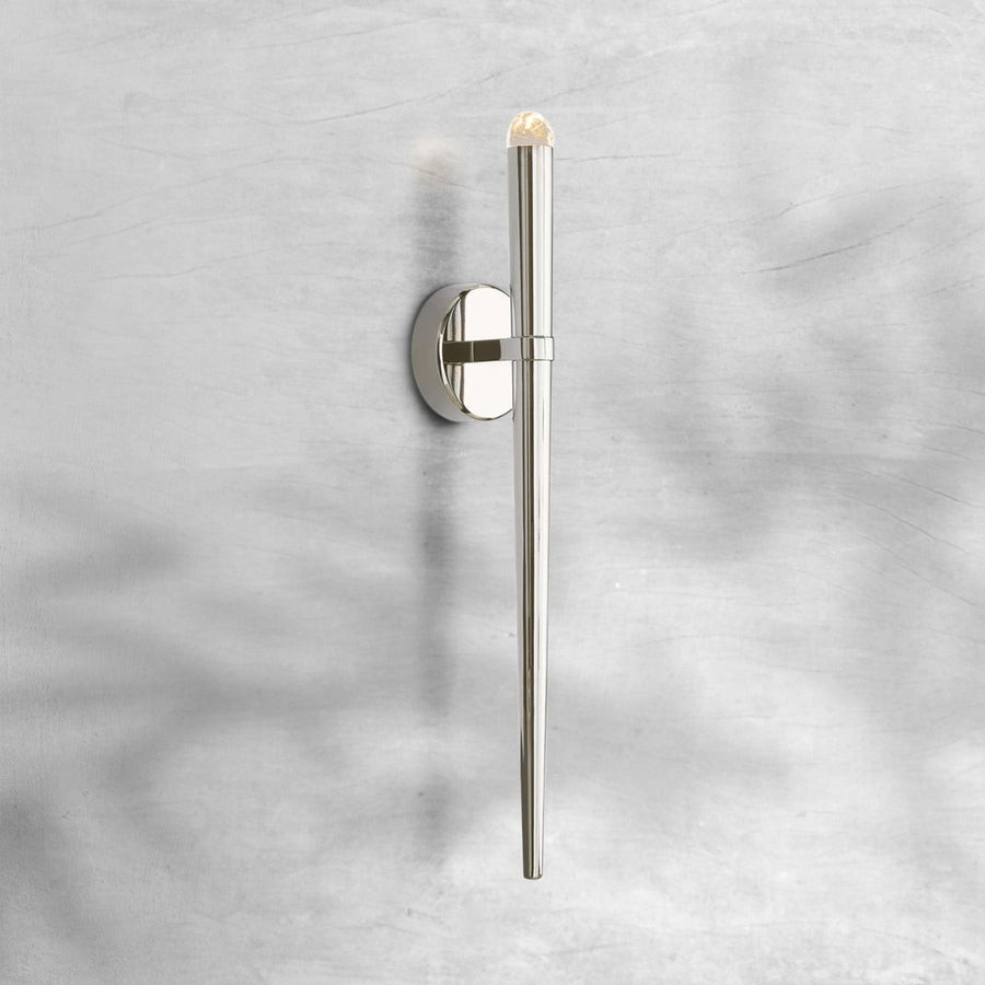 Faceted Glass and Brass Torch Wall Sconce