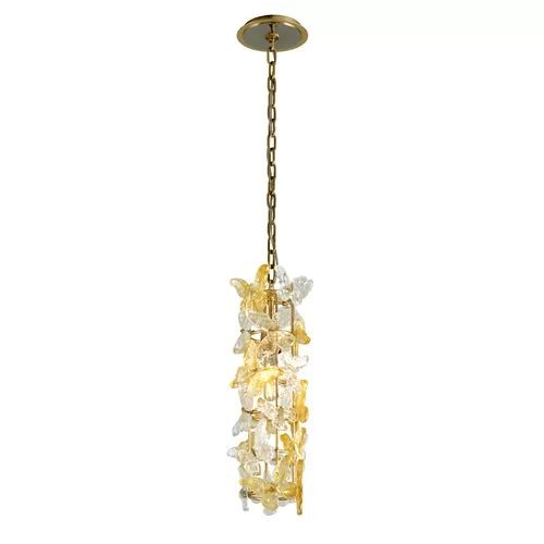 Faceted Glass Butterfly Slim Metal Pendant