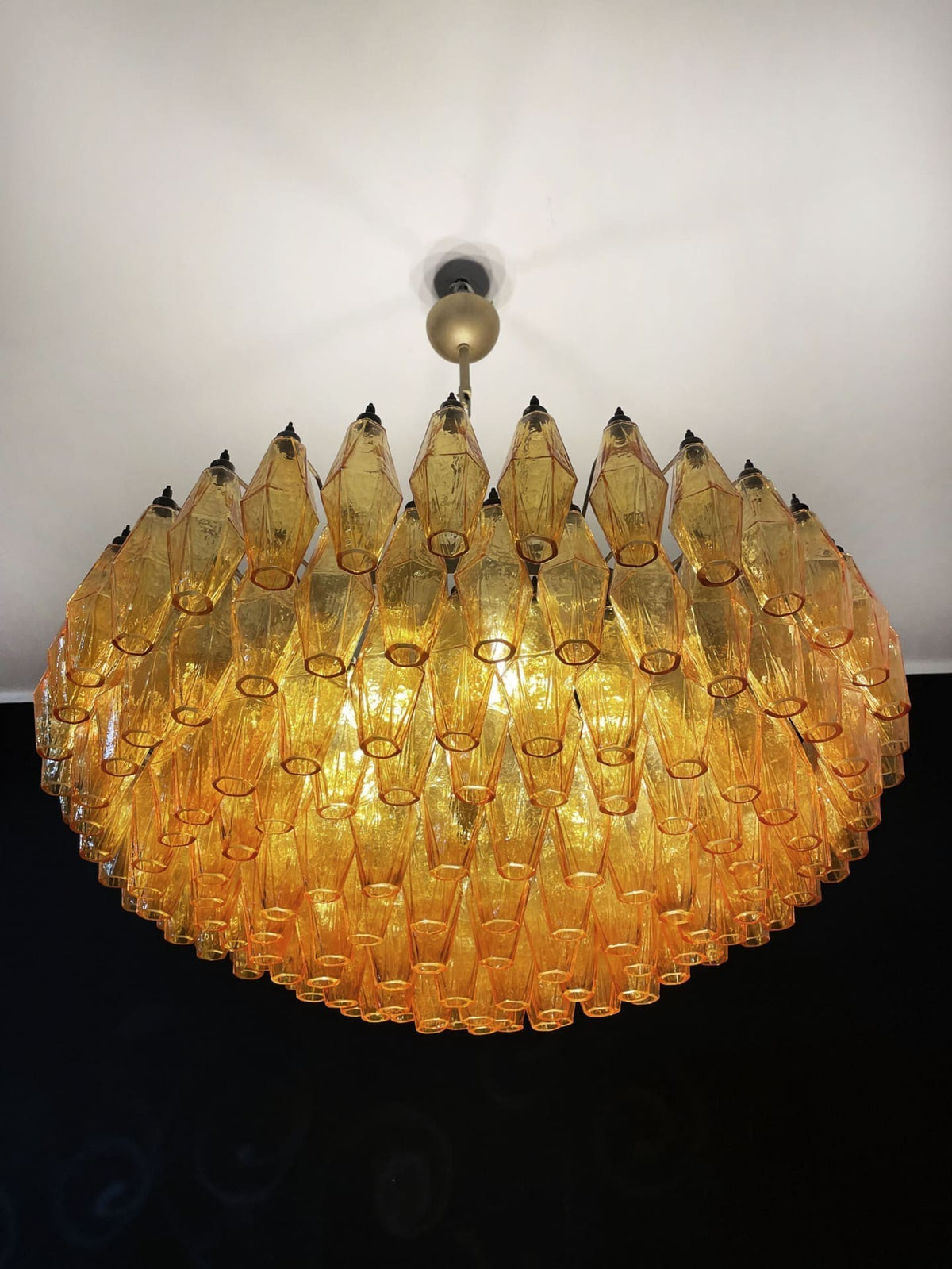 Faceted Glass Prism Cluster Brass Chandelier