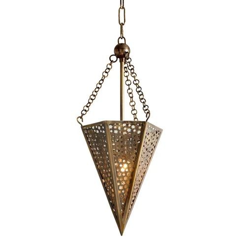 Faceted Glass Sphere and Metal Frame Pendant