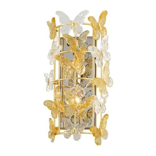 Faceted Glass Sphere and Slim Metal Wall Sconce