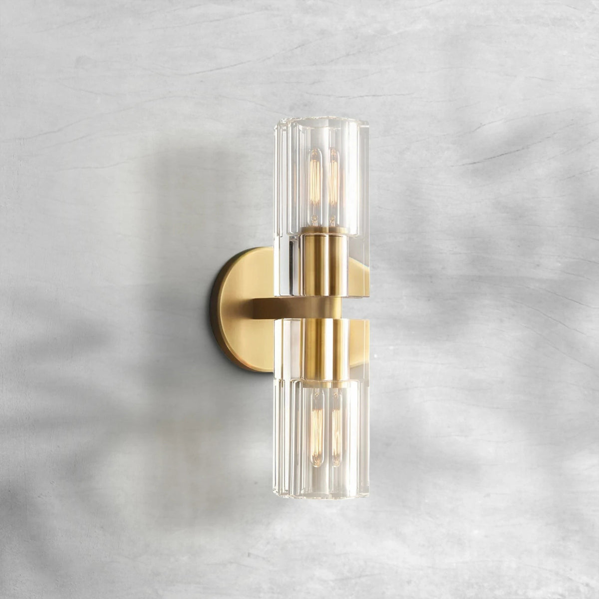 Faceted Hexagonal Crystal Glass Gear Wall Sconce
