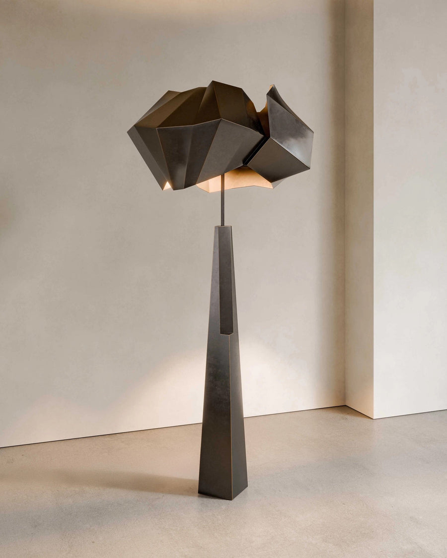 Faceted Patinated Alloy Cluster Floor Lamp