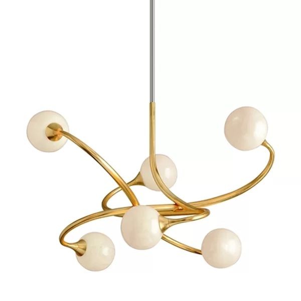 Faceted Sphere Cluster Gold Rod Pendant