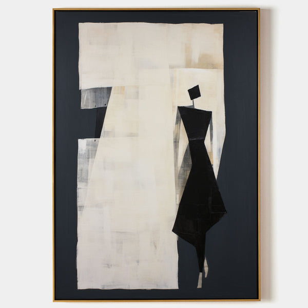 Figure in Black Before Ivory Planes