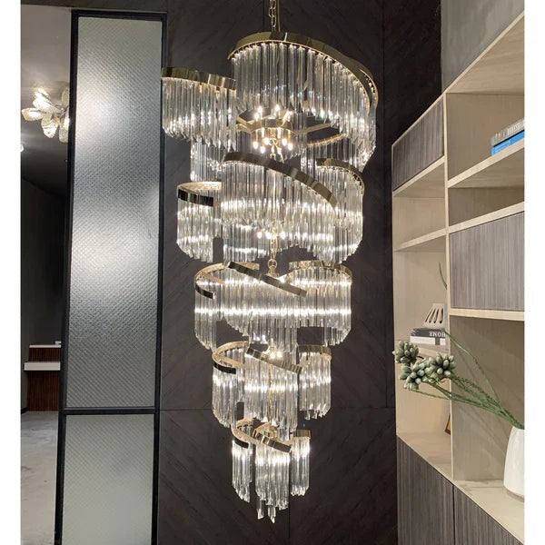 Five Tier Round Crystal Ring Chandelier