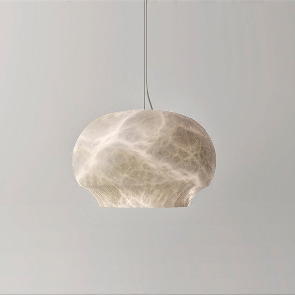Flared Alabaster Dome Pendant with Brass Canopy