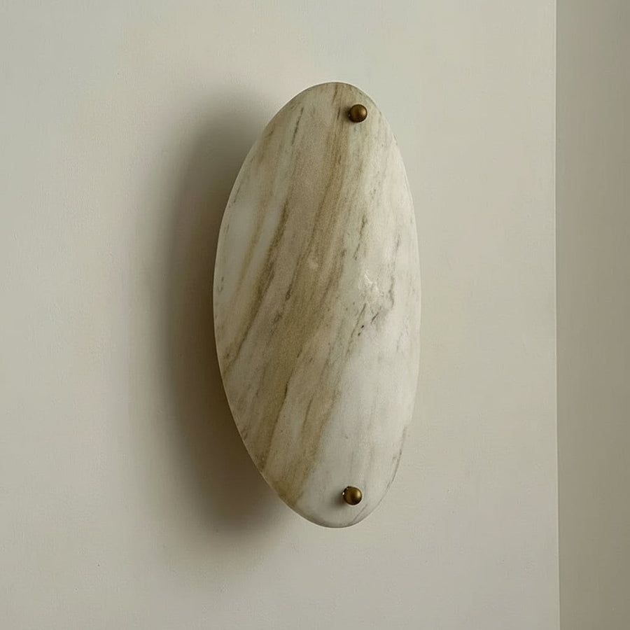 Floating Oval Marble and Brass Wall Sconce