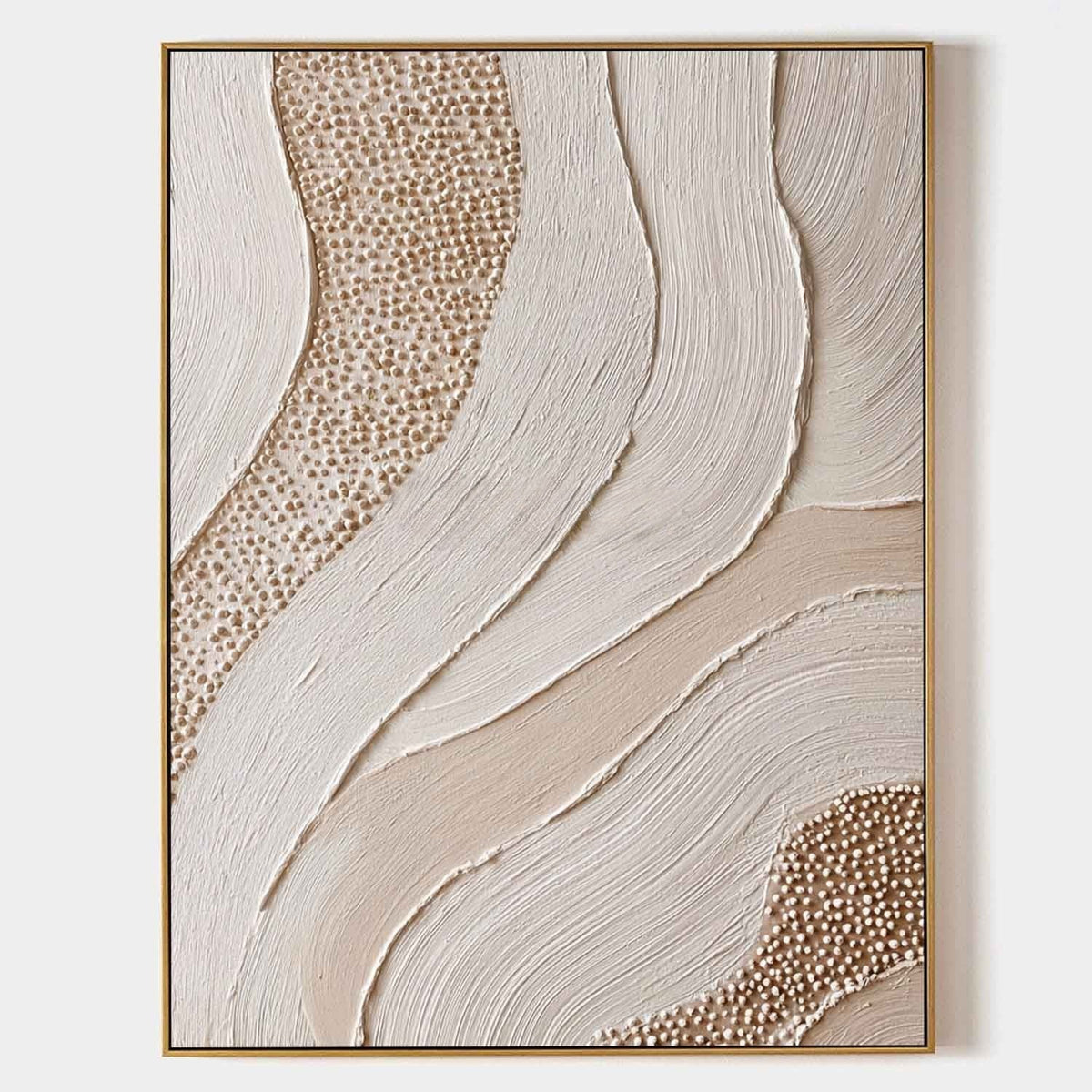 Flowing Ivory Ribbons with Sand Dots