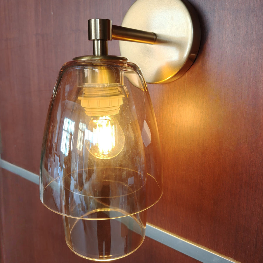 Fluted Glass Dome Steel Wall Sconce