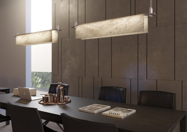 Folded Alabaster Shade Linear Chandelier