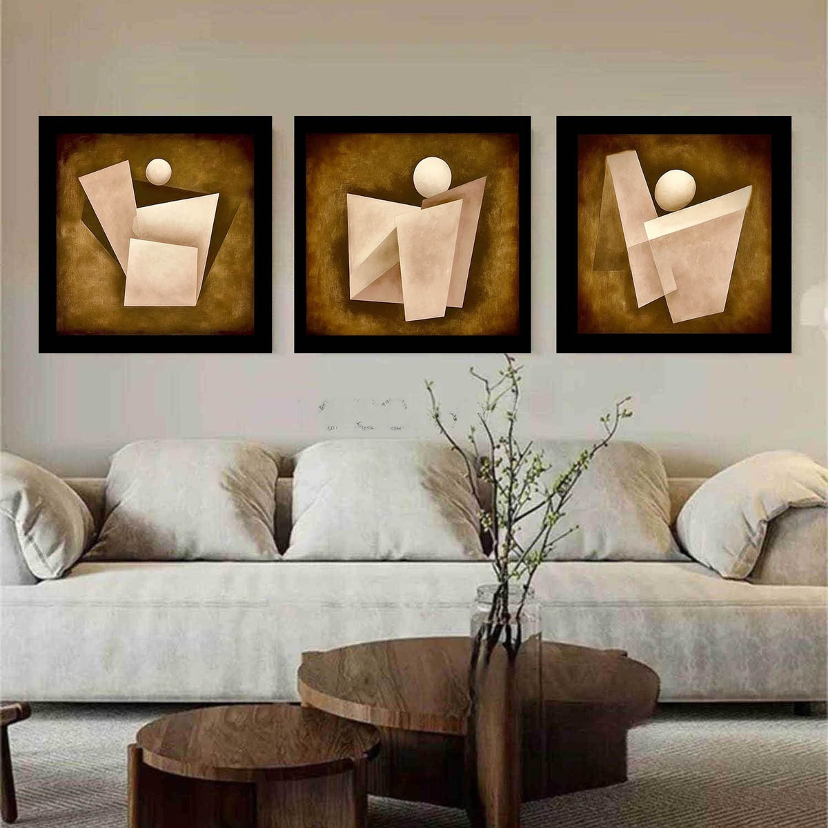 Folded Planes and Ivory Spheres Triptych