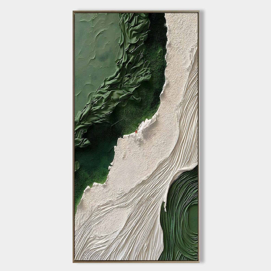 Forest Green and Ivory Relief Tide