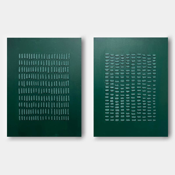 Forest Green Rhythm Diptych