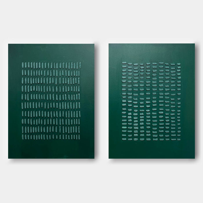 Forest Green Rhythm Diptych