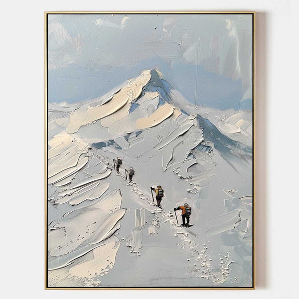 Four Climbers on a Snowy Ridge