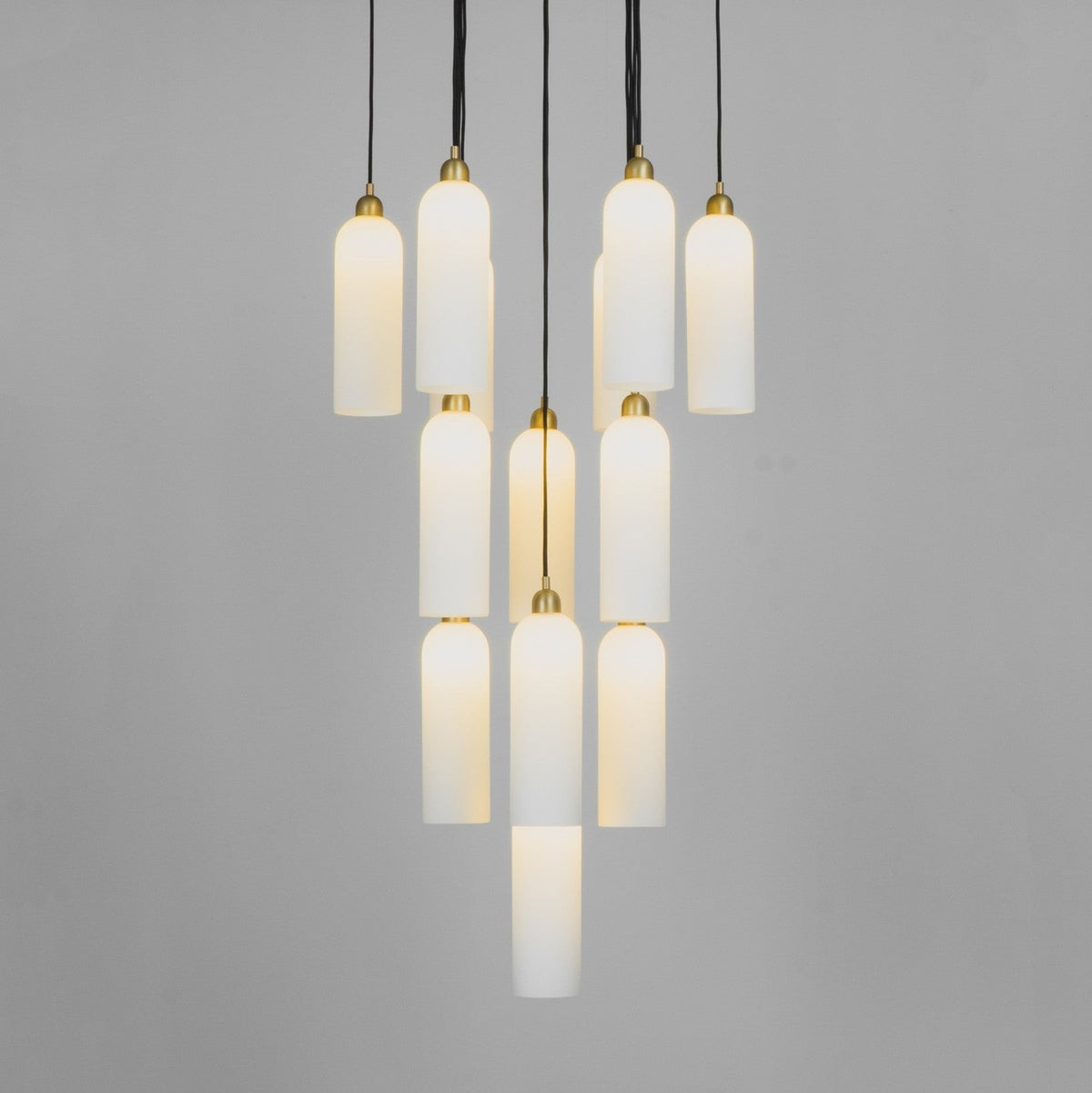 Frosted Glass Cluster and Solid Brass Chandelier