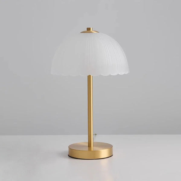 Frosted Glass Dome Mushroom Brass Table Lamp