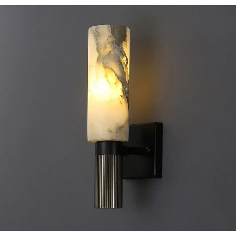 Frosted Glass Globe and Marble Wall Sconce