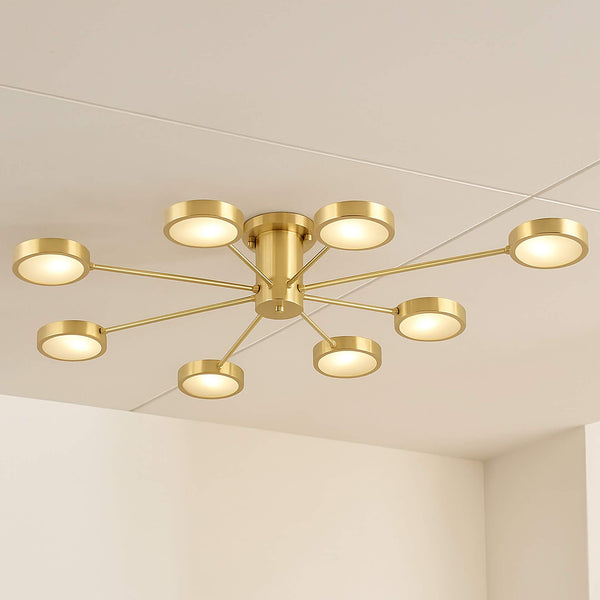 Frosted Glass Globe Cluster Brass Flush Mount