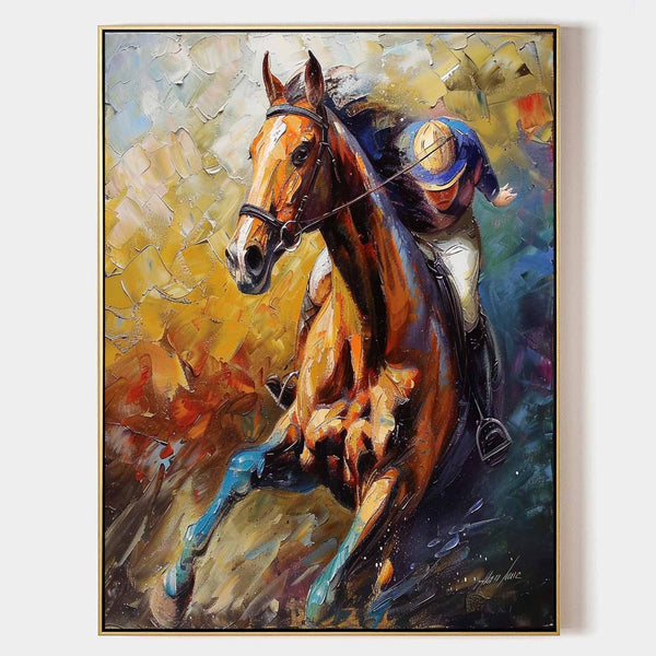 Galloping Chestnut Horse and Rider